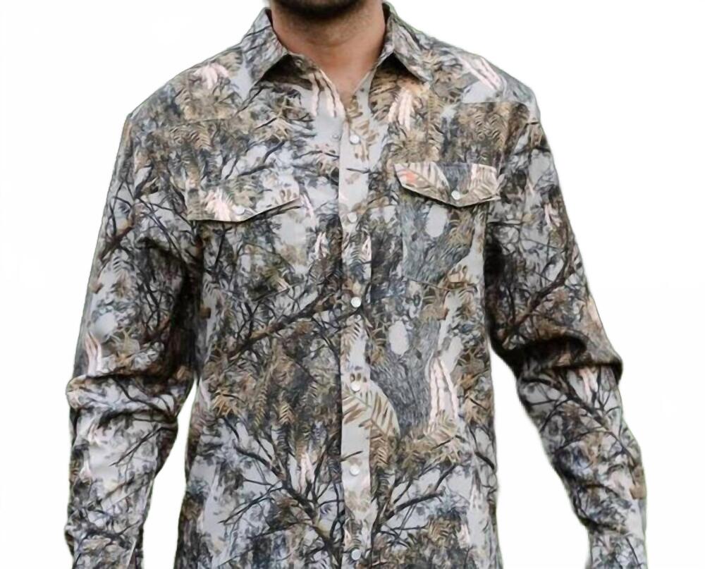 NEW RAISED BY COYOTES mesquite pearl snap shirt in camo
